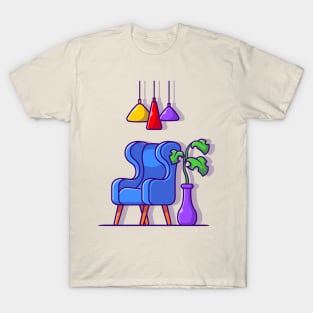 Sofa With Plant and Light Cartoon T-Shirt